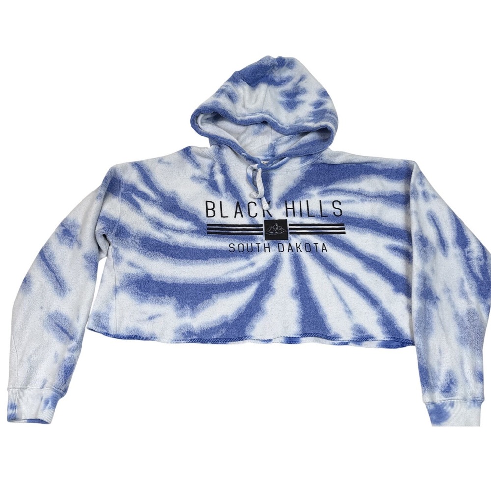 Dreamsicle Black Hills South Dakota Tie Dye Blue Cropped Hoodie Size Medium M